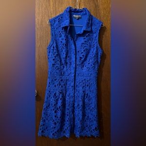J Gee Blue Sleeveless Button Up The Front Dress Size L